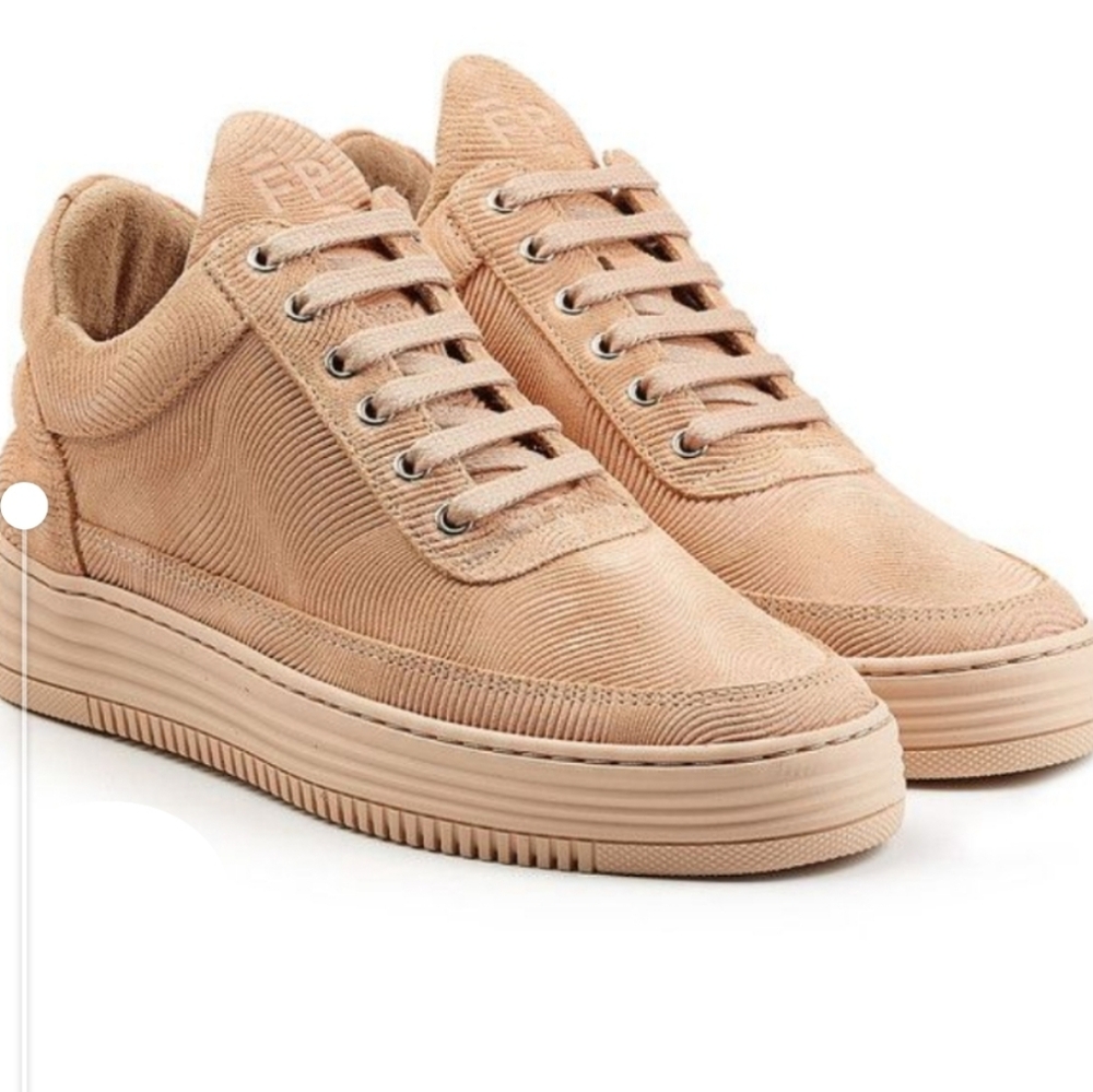 Filling Pieces Monotone Natural Nude Tan Brushed Leather Low Top Sneaker 46 12.5